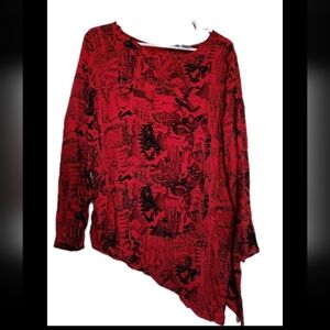Chico's Black & Red Silk Top Size 0